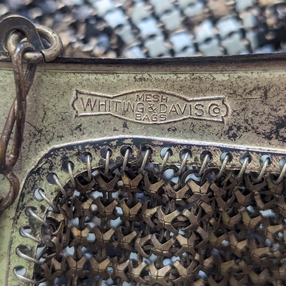 Antique Art Deco 1920's Whiting & Davis Co Mesh Floral Clutch Purse - Picture 6 of 6